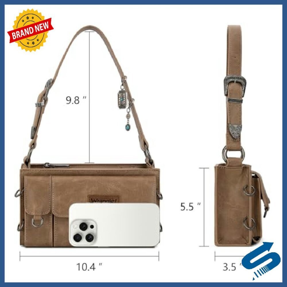 Y2K Western Shoulder Bag with Detachable Charms & Multiple Pockets - Picture 7 of 8
